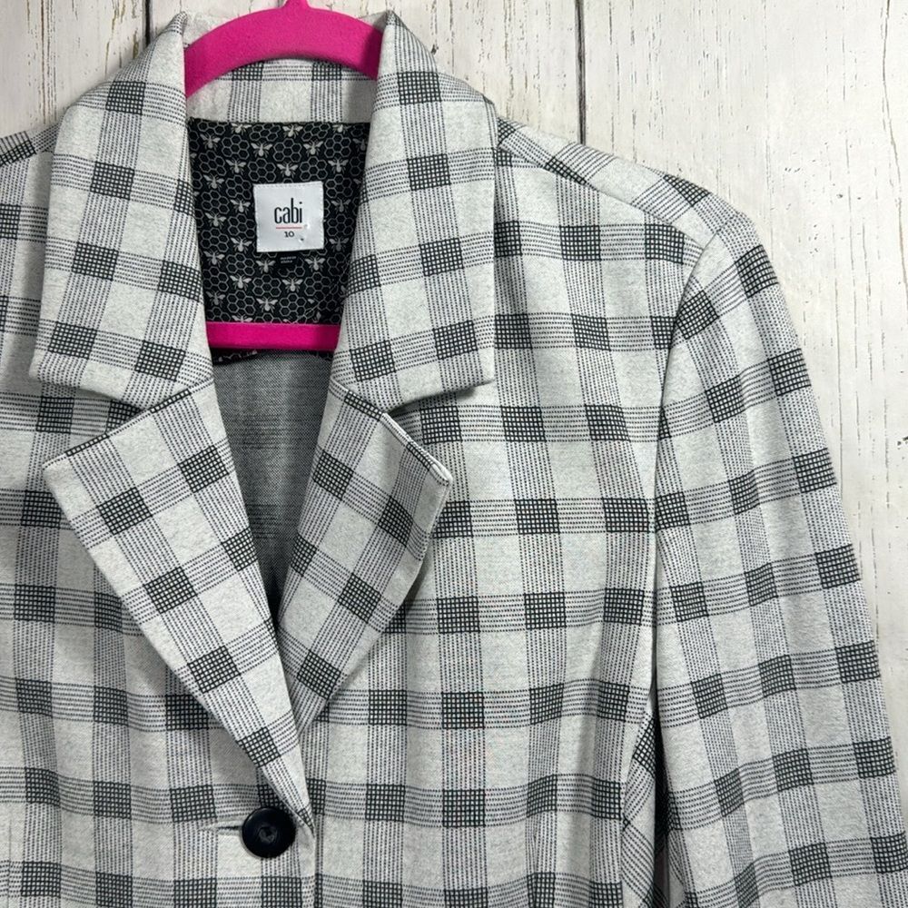 Cabi Gray Gingham Check Blazer Preppy Tailored Business Casual Jacket Workwear - Picture 4 of 16